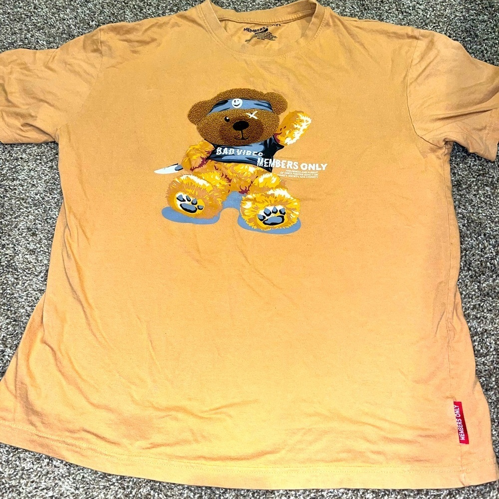 Members Only Bad Vibes Fuzzy Bear Funny Shirt Men’s Size L